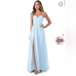 Azazie Cora Chiffon Bridesmaid Dress Size A4 in Sky Blue